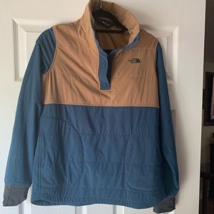Tan + Blue NF mountain women’s pullover